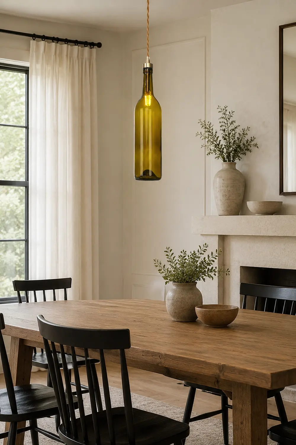 Hailie Industrial Wine Bottle Glass Pendant Light, Colorful - Lumpaz