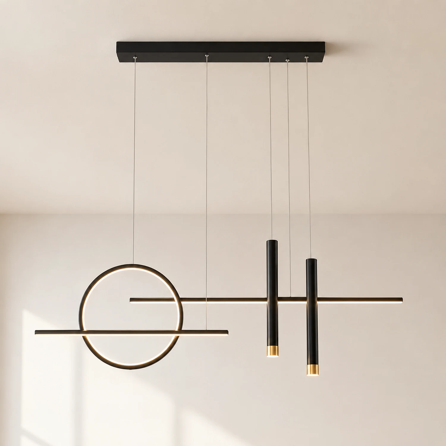 Madina Modern Led Pendant Light, Irregular Ring, Black/Glod - Lumpaz
