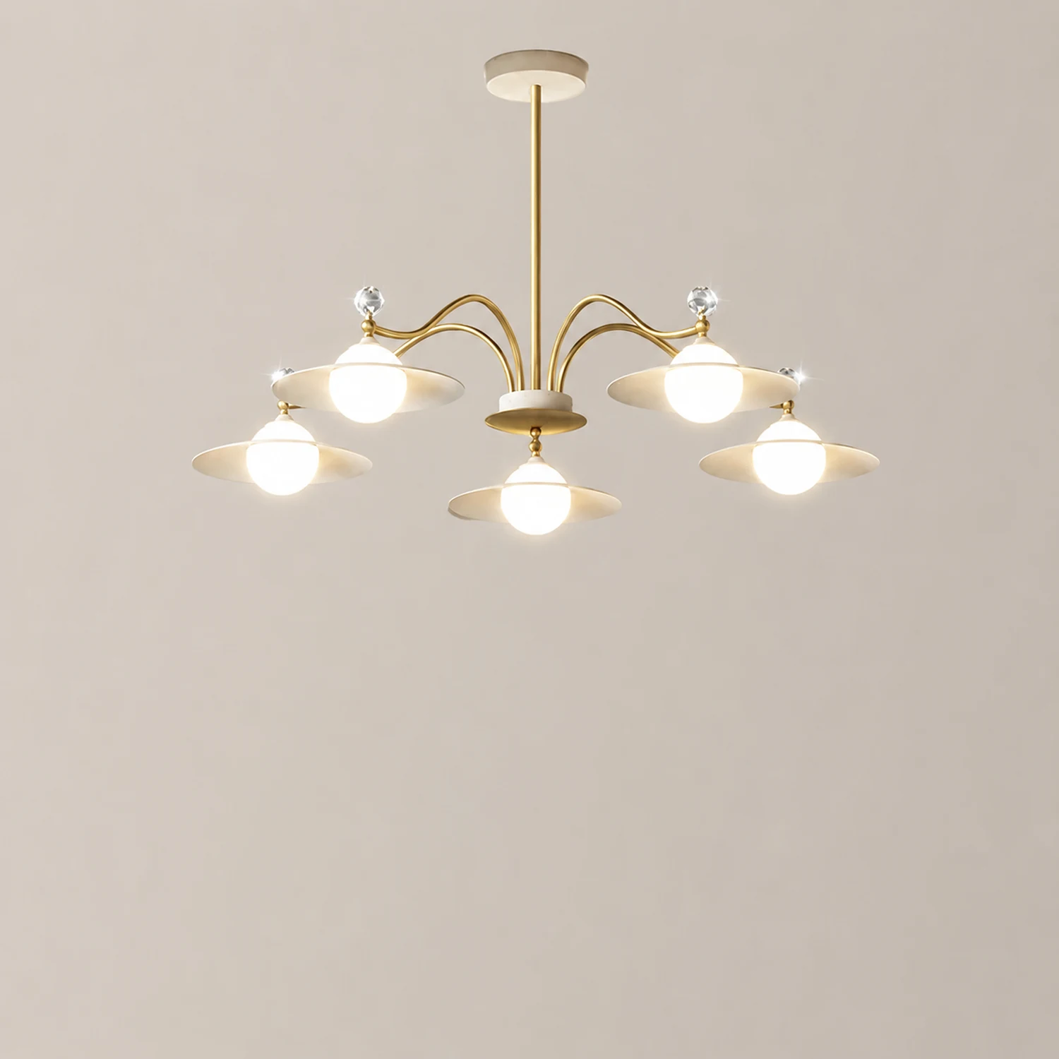 Carins Blown Gold Chandelier, 6/8 Heads, 37.4"/47.2" - Lumpaz