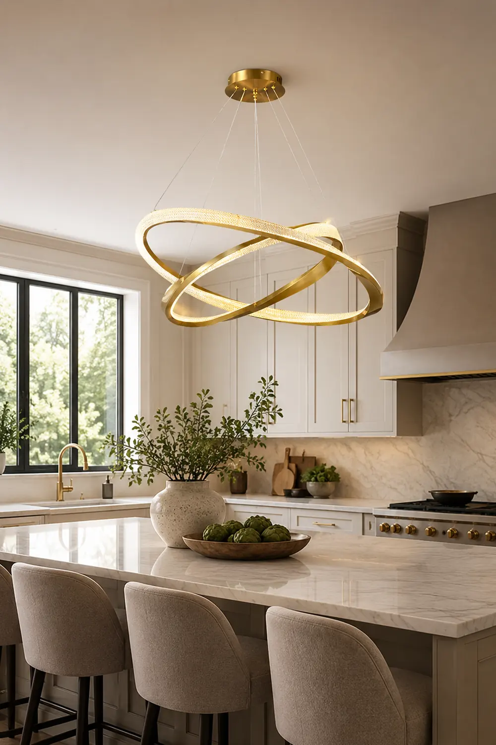 Arisha Minimalist  Ring Spiral Shape Metal Pendant Light,Gold - Lumpaz