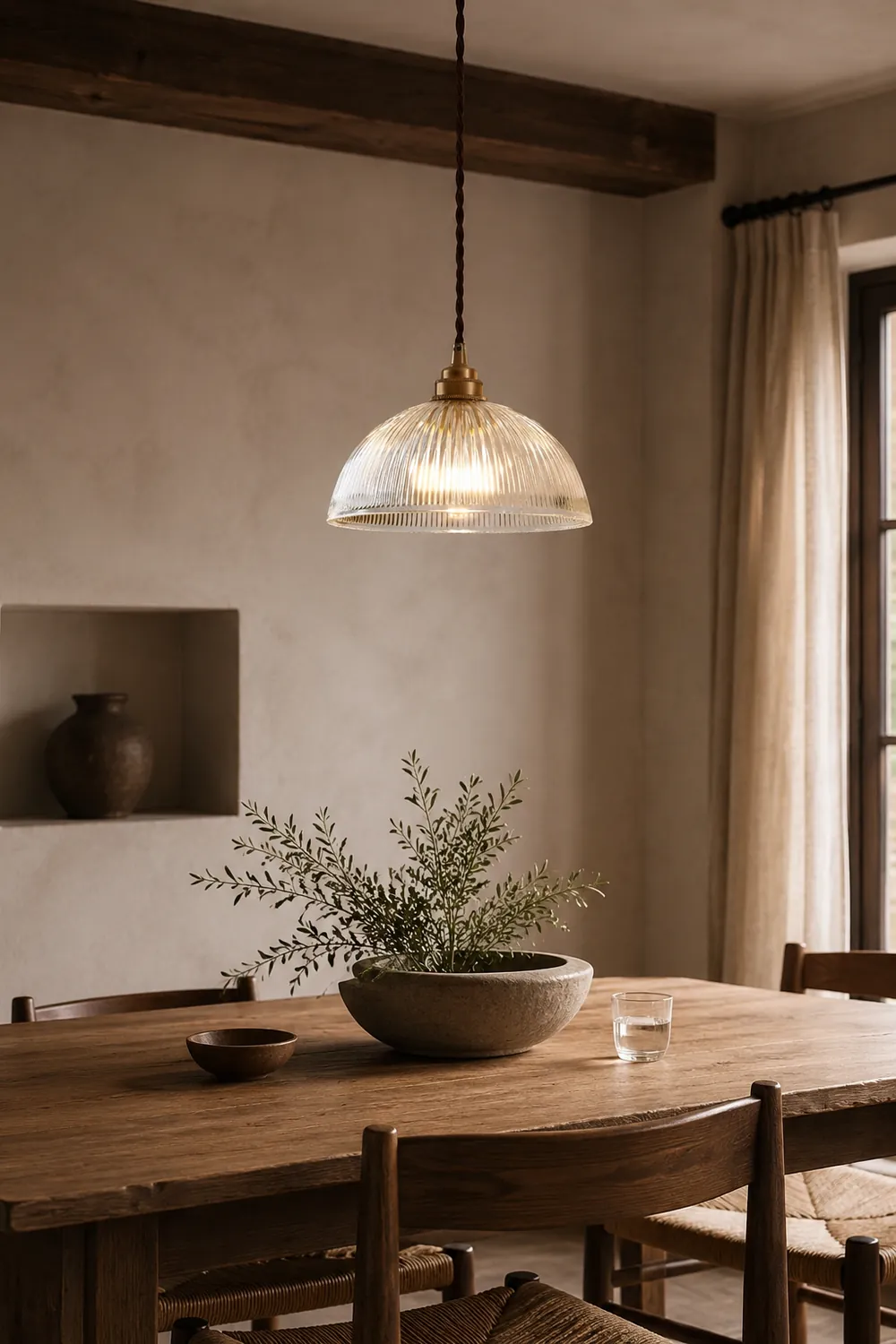 Alessio Simple Bowl Metal/Glass Pendant Light, Clear, Dining Room - Lumpaz