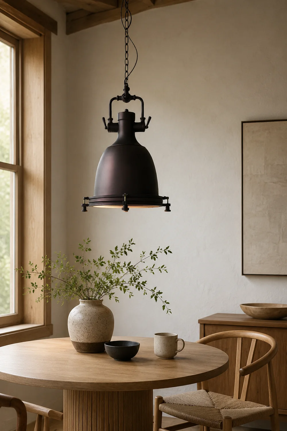 Alessio Rustic Retro Pot Black Metal Pendant Light, 2 Style - Lumpaz
