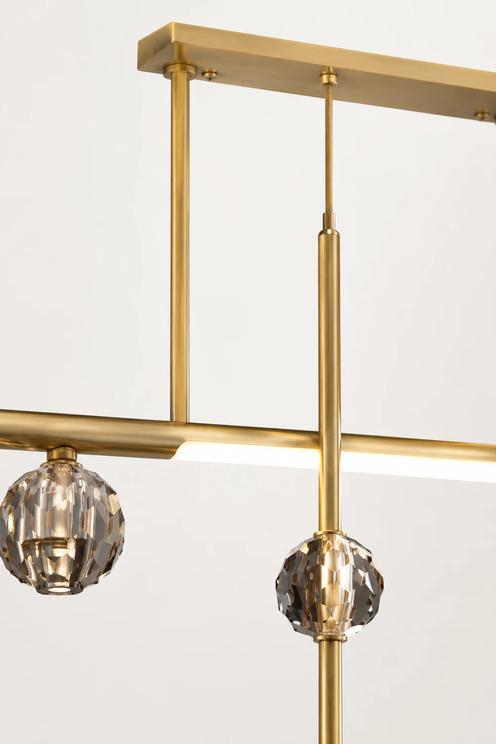 Kirsten Metal & Crystal Pendant Light, Gold - Lumpaz