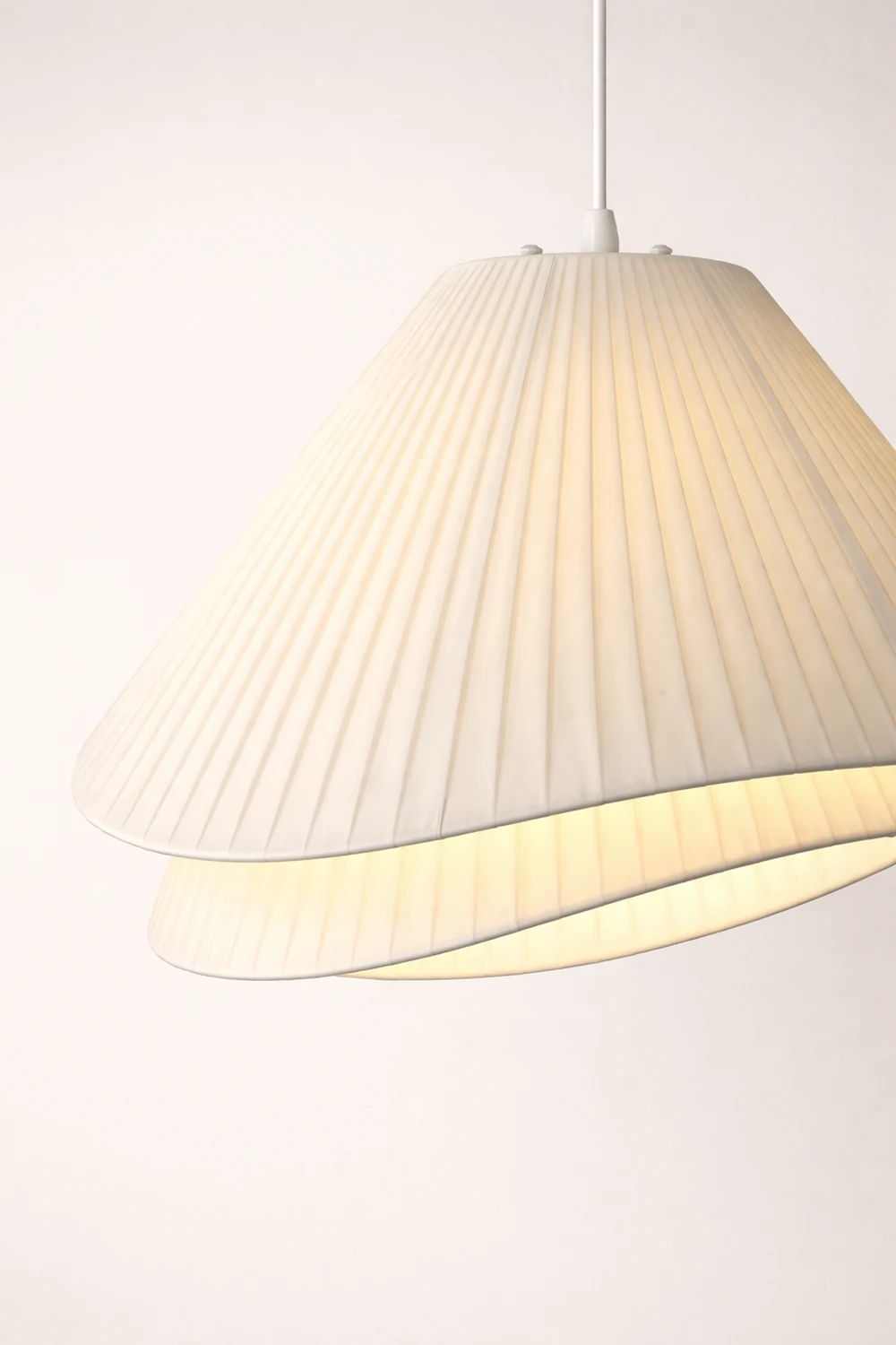 Renée Minimalist Double Overlap Fabric LED Pendant Light, White - Lumpaz