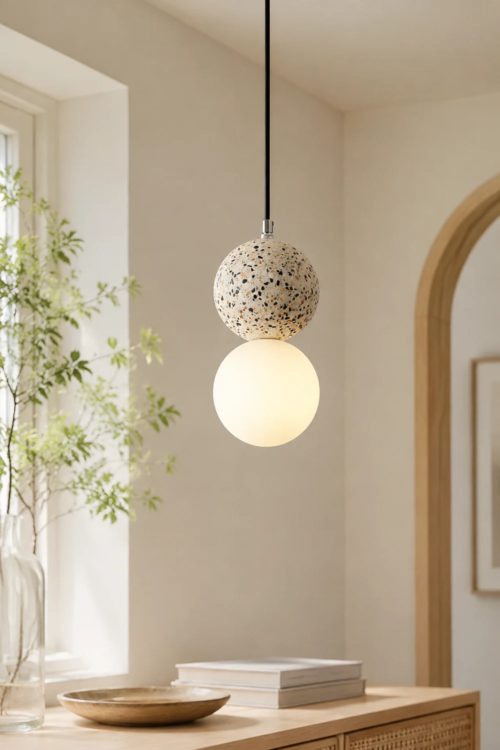 Valentina Single Globe Colorful Pendant Light, Dolomite, LED - Lumpaz