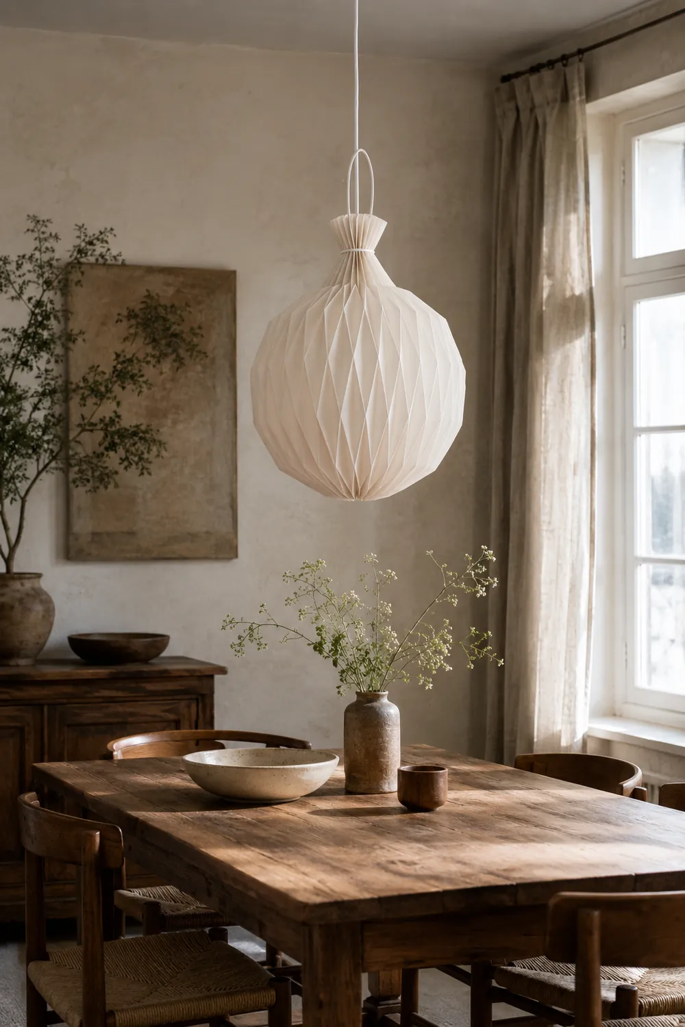 Renée Minimalist Paper Globe Pendant Light, White, 2 Size - Lumpaz