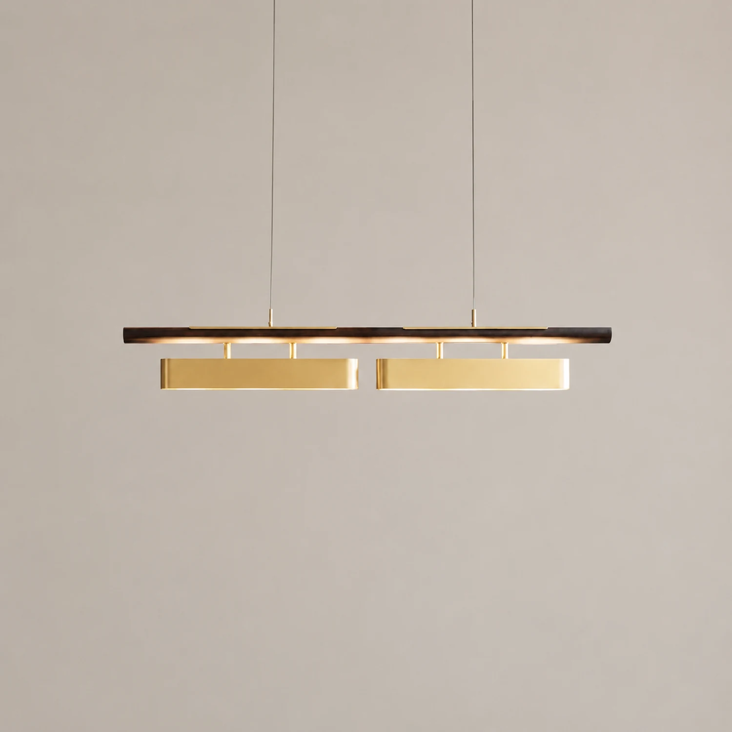 Edge Pendant Light Rectangular Modern, Metal, Black/Brass, Office - Lumpaz