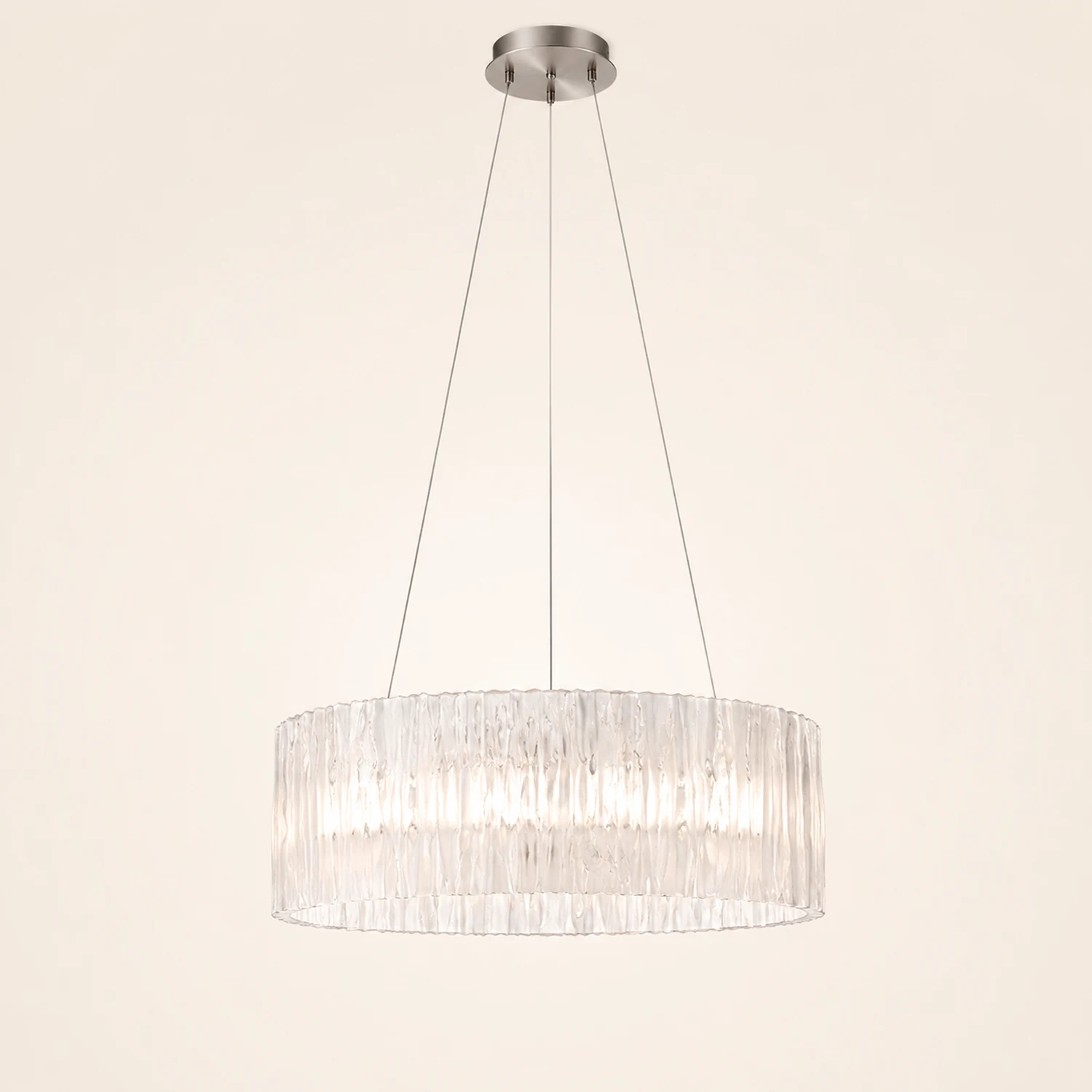 Kristy Modern Luxury Pleated Pendant Light, Circle, Acrylic/Stainless Steel - Lumpaz