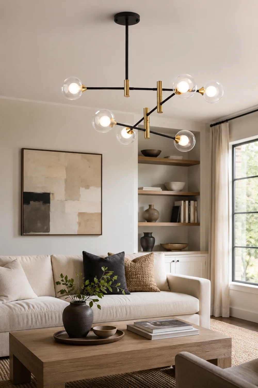 Valentina Nordic Spherical Bubble Metal/Glass Chandelier, Black/Gold - Lumpaz
