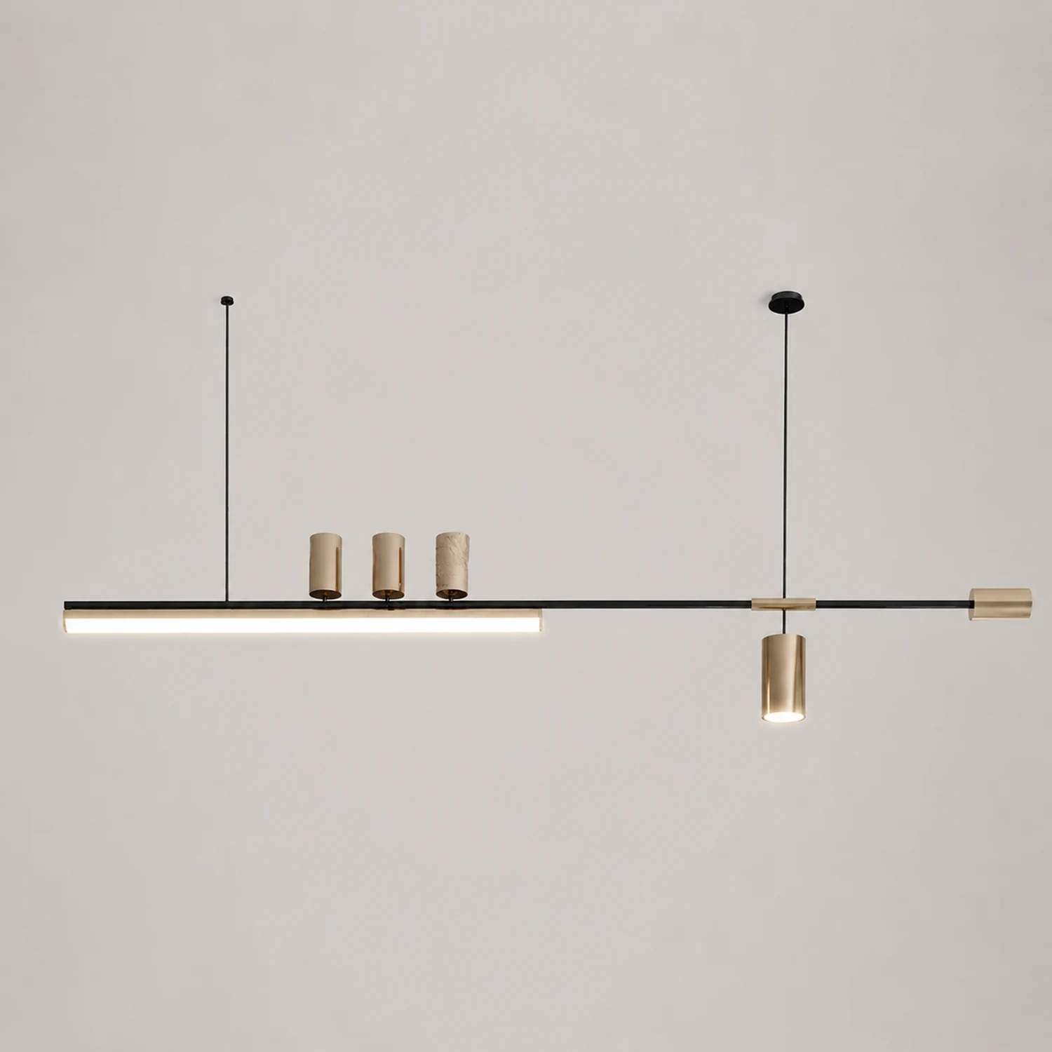 Edge Modern Minimalist Liner Metal/Acrylic Pendant Light, Gold/Black - Lumpaz