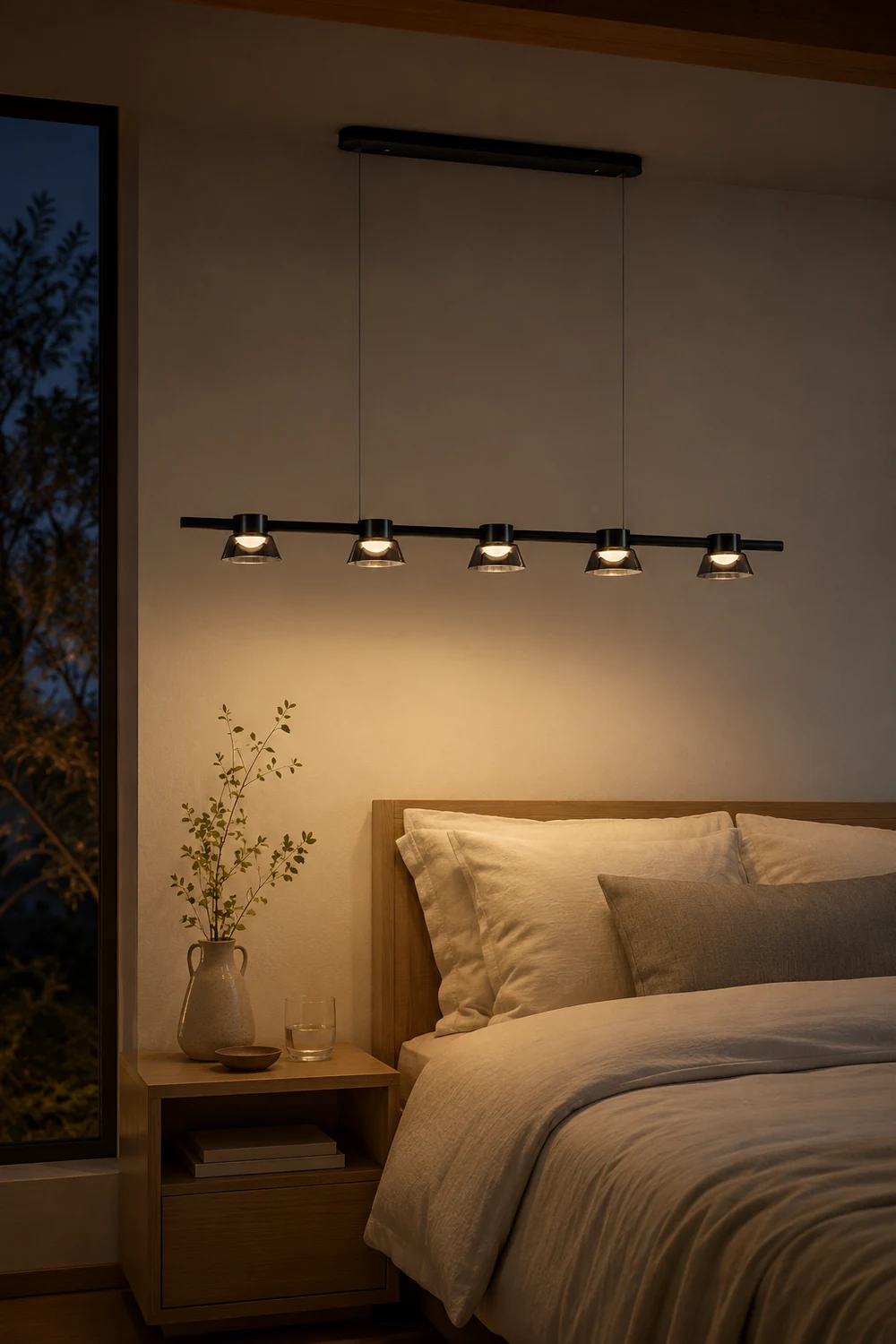 Evette Modern Linear Metal Pendant Light,Black - Lumpaz