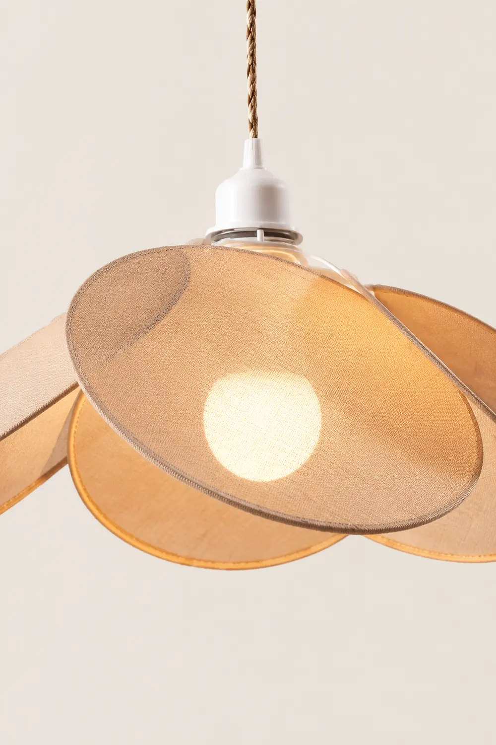 Renée Minimalist Fabric Flower Pendant Light, Orange/Brown/Beige - Lumpaz