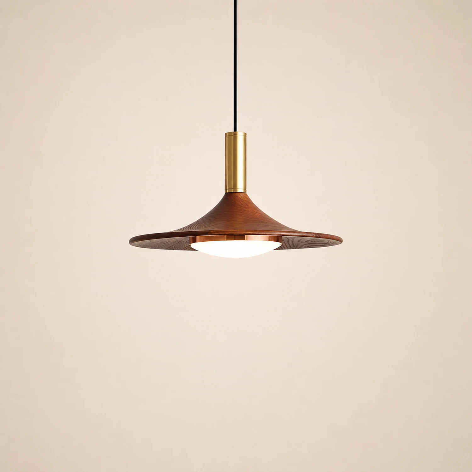 Carins Rustic Cap-shaped Wooden Pendant Light, Natural Wood - Lumpaz