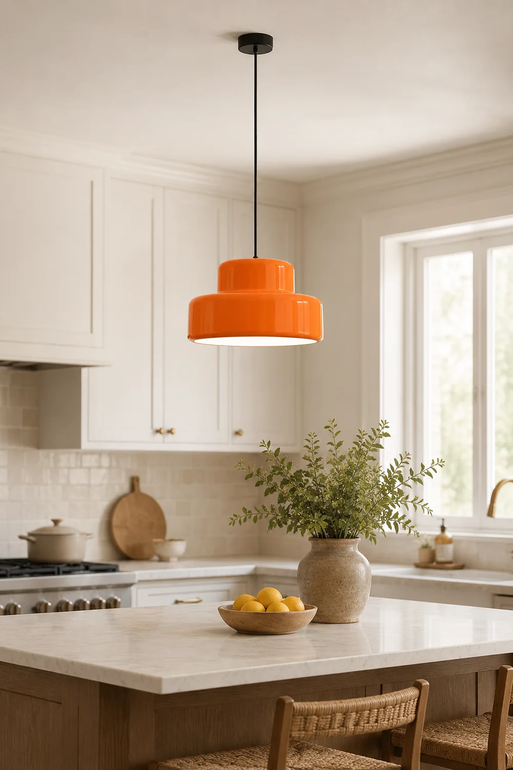 Leilani Single Head Vintage Cosy Pendant Light Orange Metal Dining Room - Lumpaz