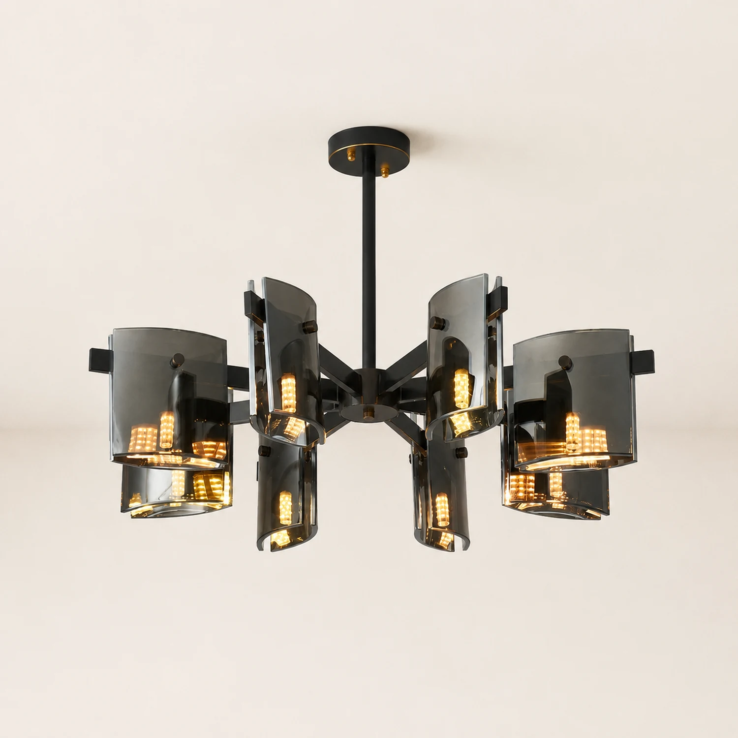Evette Minimalist Multi Head Metal Pendant Light, Black/Gold - Lumpaz