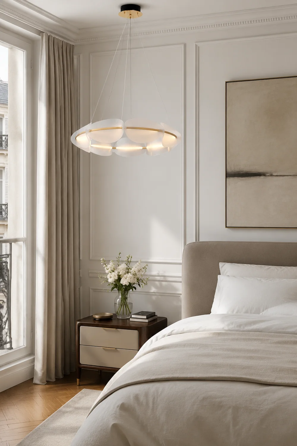 Bella Modern Ring Metal Pendant Light, White - Lumpaz