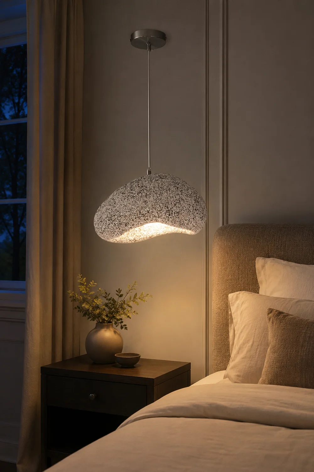 Byers Wabi Sabi Bread Shape Resin Pendant Light, 2 Color - Lumpaz