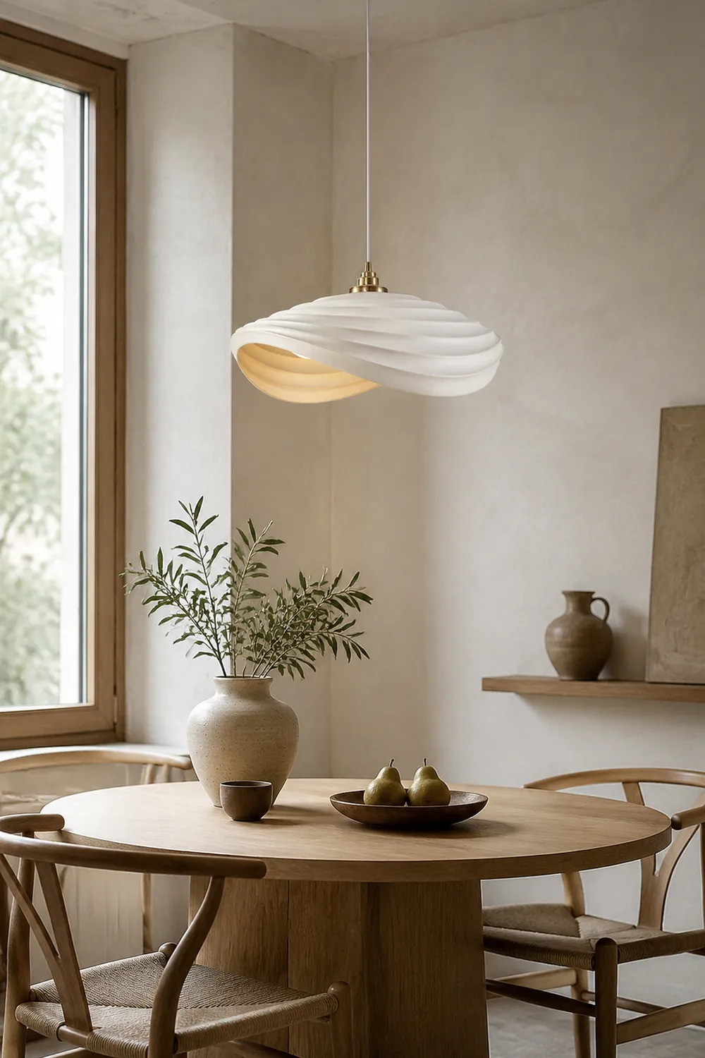 Renée Wabi-Sabi Minimalisme Ripple Pendant Light, Resin&Metal - Lumpaz