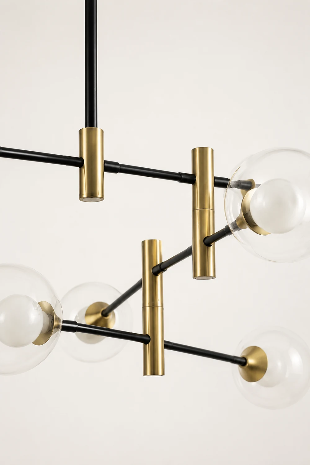 Valentina Nordic Spherical Bubble Metal/Glass Chandelier, Black/Gold - Lumpaz