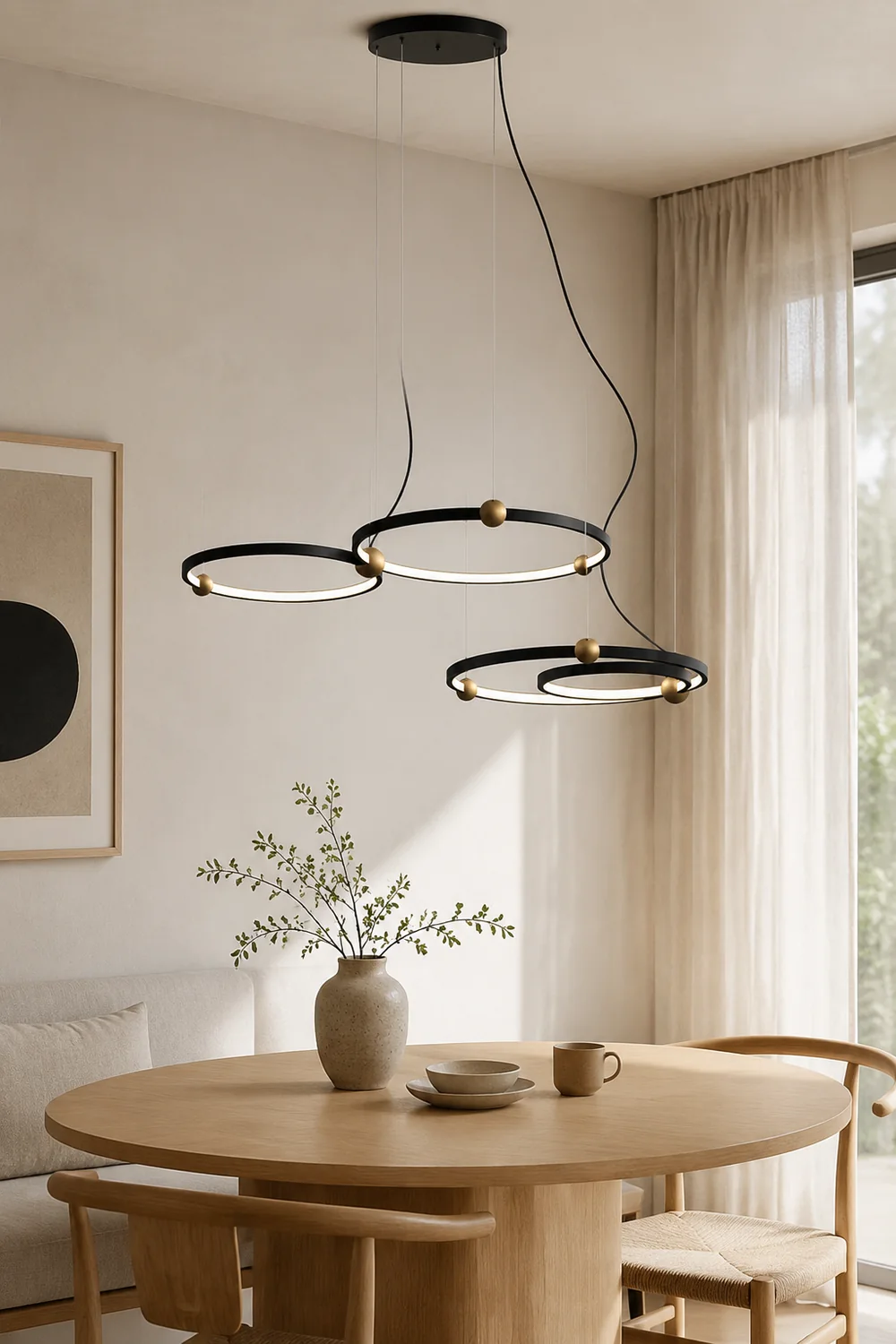 Arisha Minimalist Ring Metal Pendant Light, Black - Lumpaz