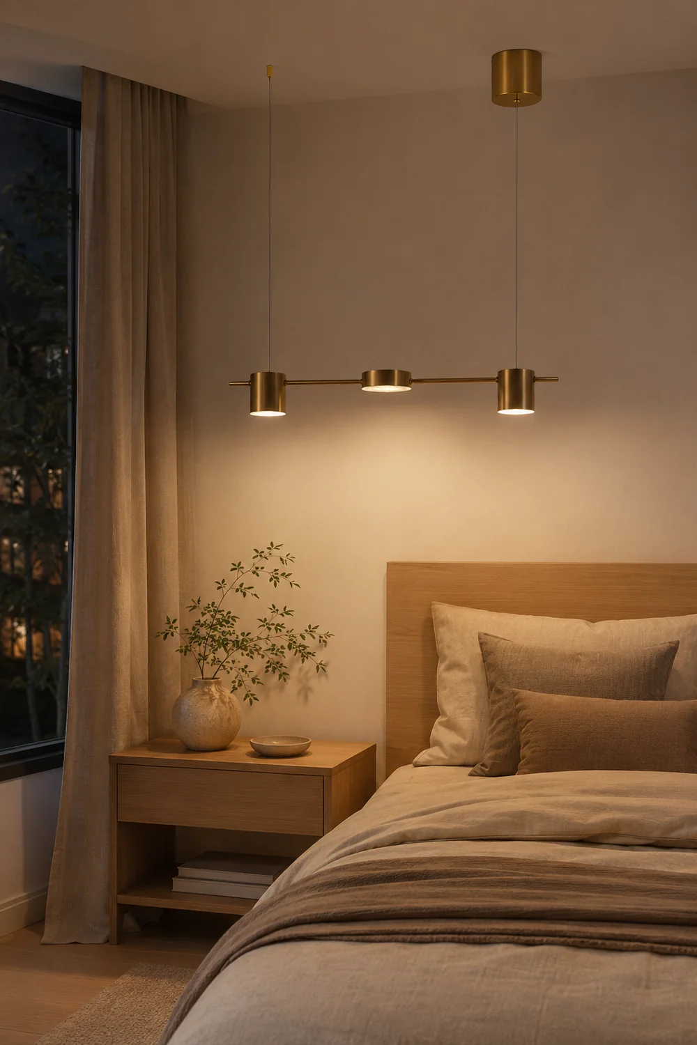 Leigh Metal Simple Linear Pendant Light, Black/Gold, 3/5Heads - Lumpaz