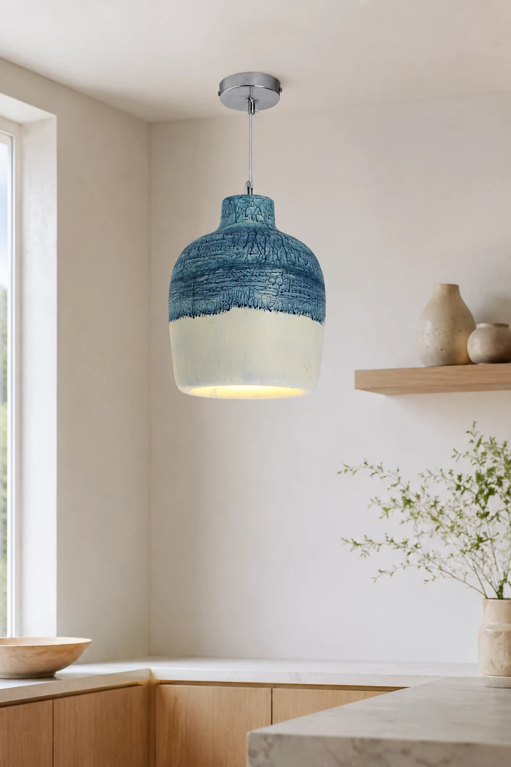 Byers Wabi Sabi Jar Shaped Resin Pendant Light, 4 Color - Lumpaz