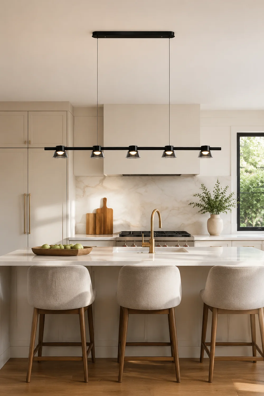 Evette Modern Linear Metal Pendant Light,Black - Lumpaz
