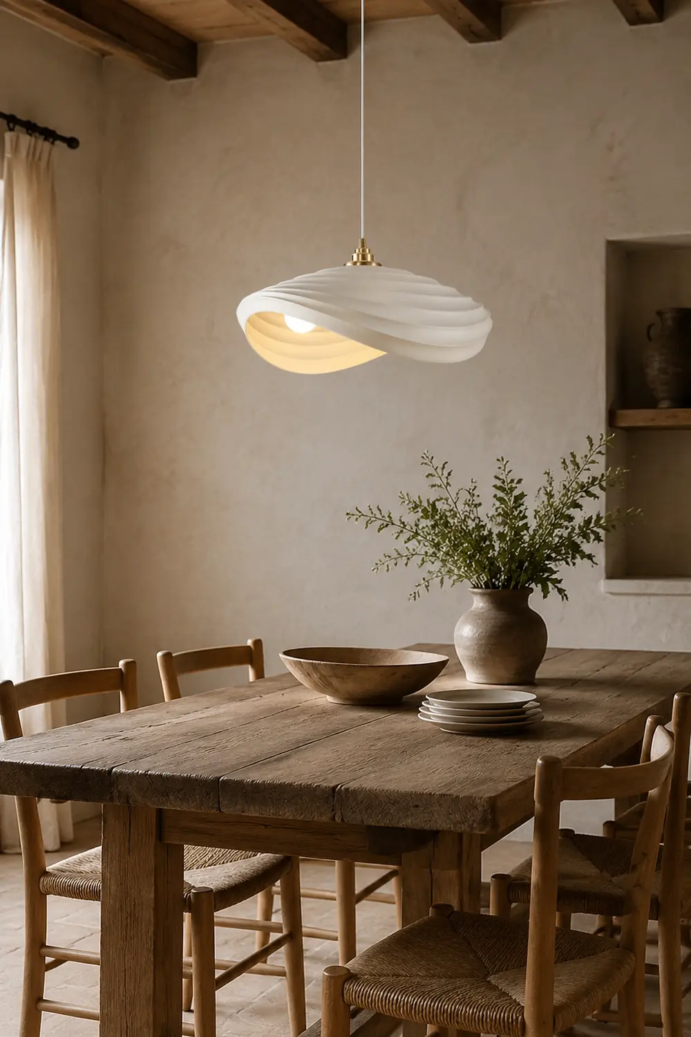 Renée Wabi-Sabi Minimalisme Ripple Pendant Light, Resin&Metal - Lumpaz