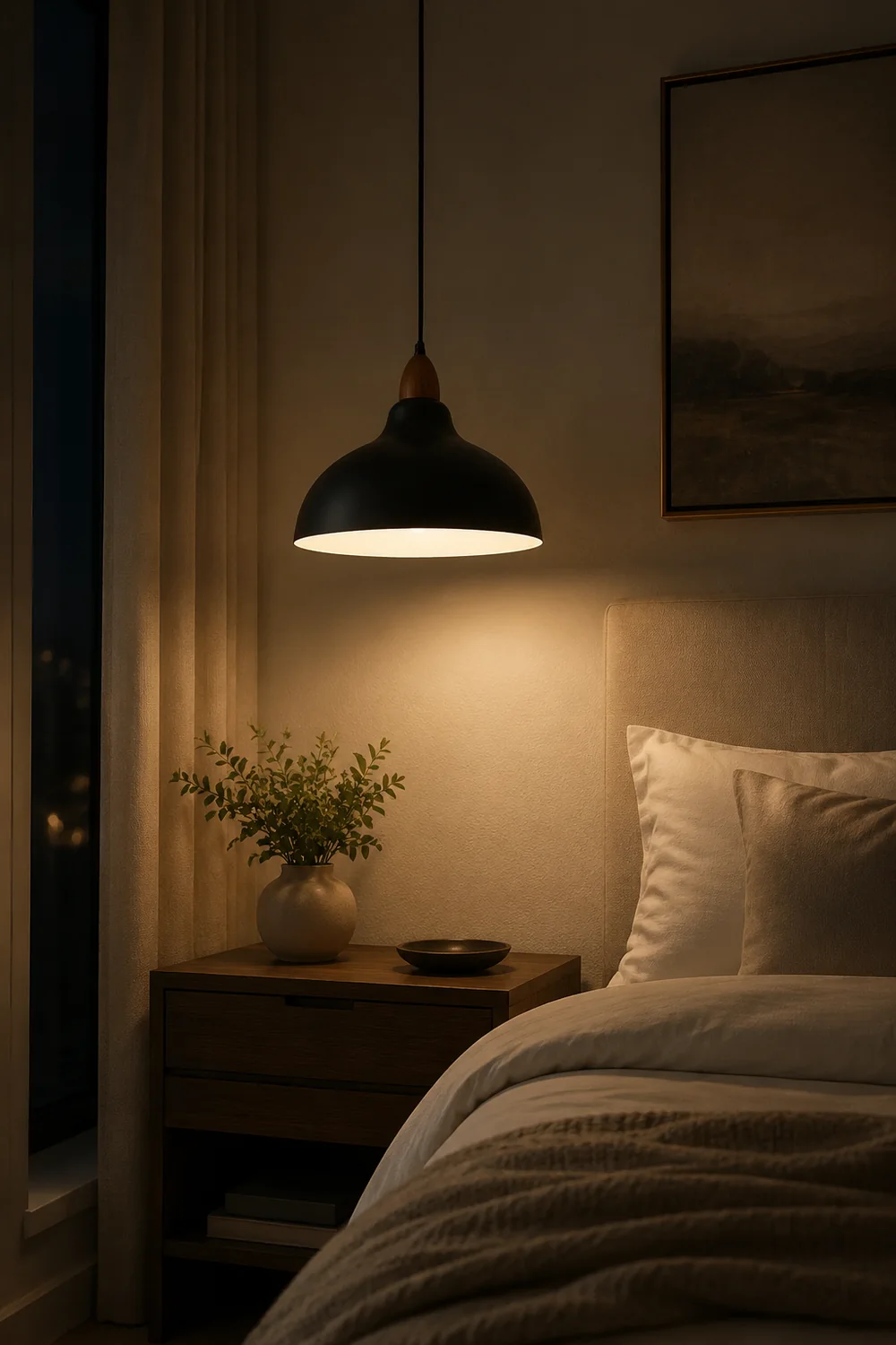 Morandi Modern Bowl-shaped Metal Pendant Light, Black/White - Lumpaz