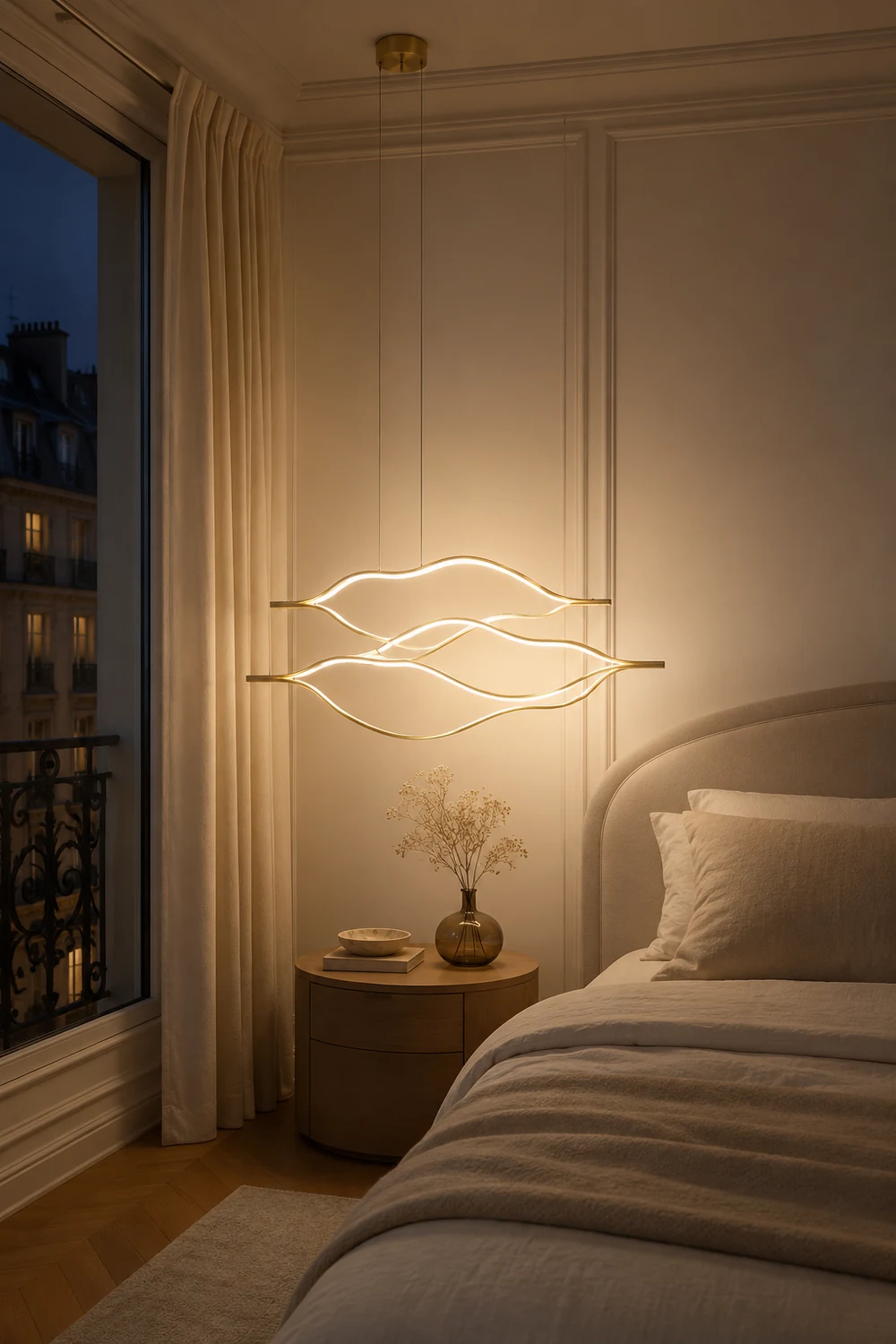 Edge Wave Pendant Light, Gold, 31.5"/39.3"/47.2" - Lumpaz