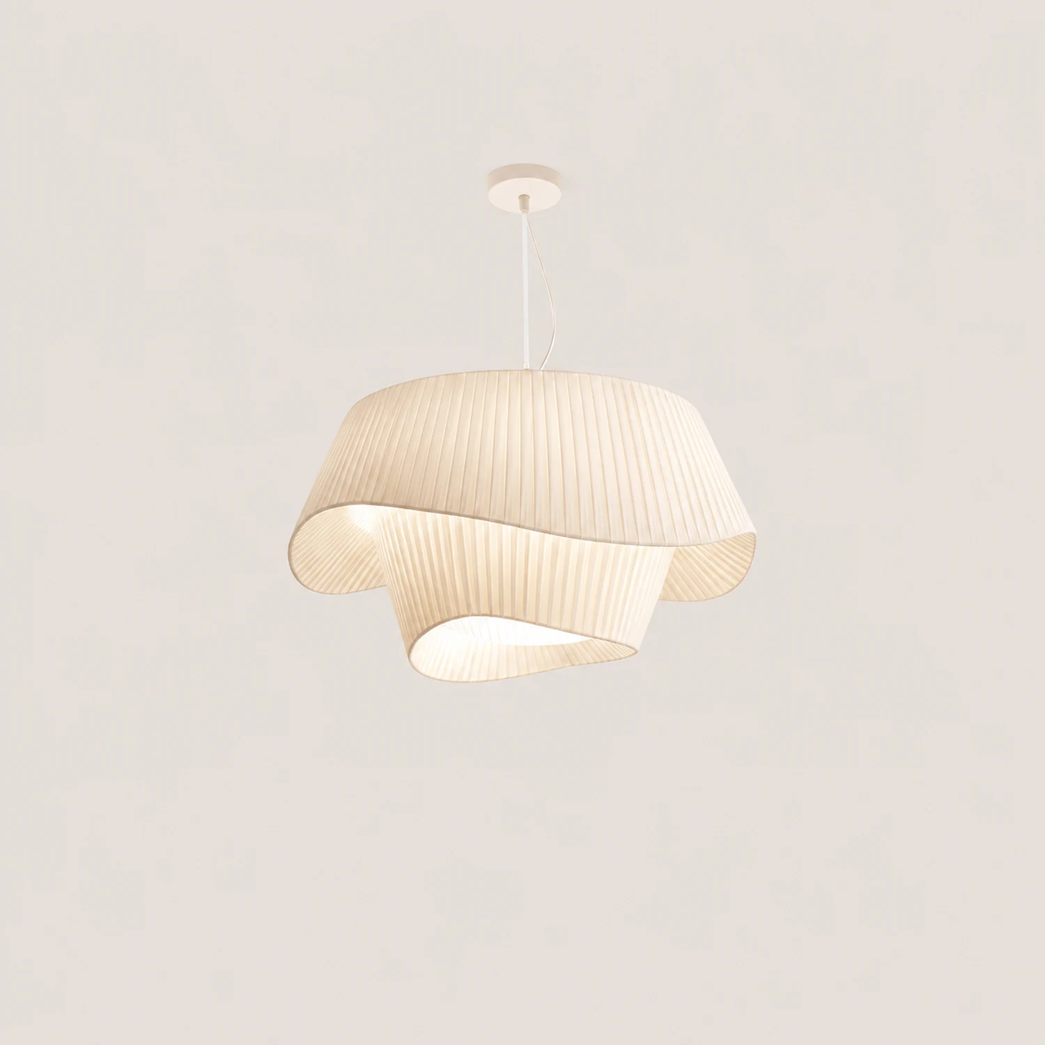 Renée French Country Fabric/Metal Pendant Light, White - Lumpaz