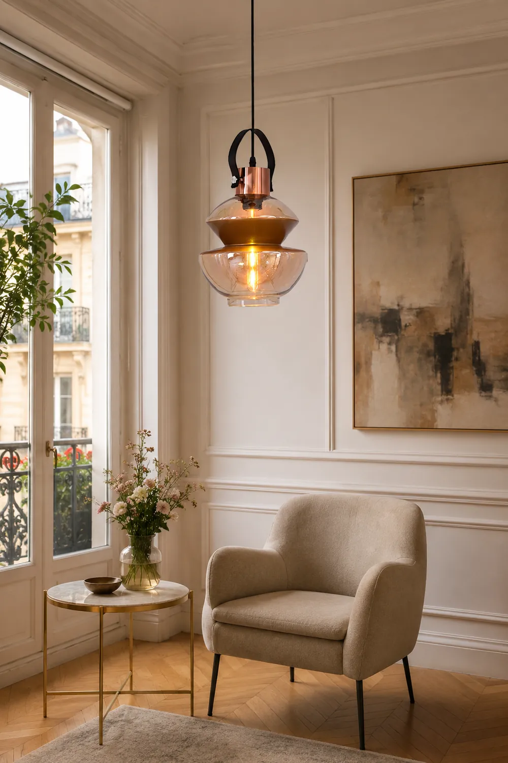 Alessio Copper Clear Glass Pendant Light - Lumpaz