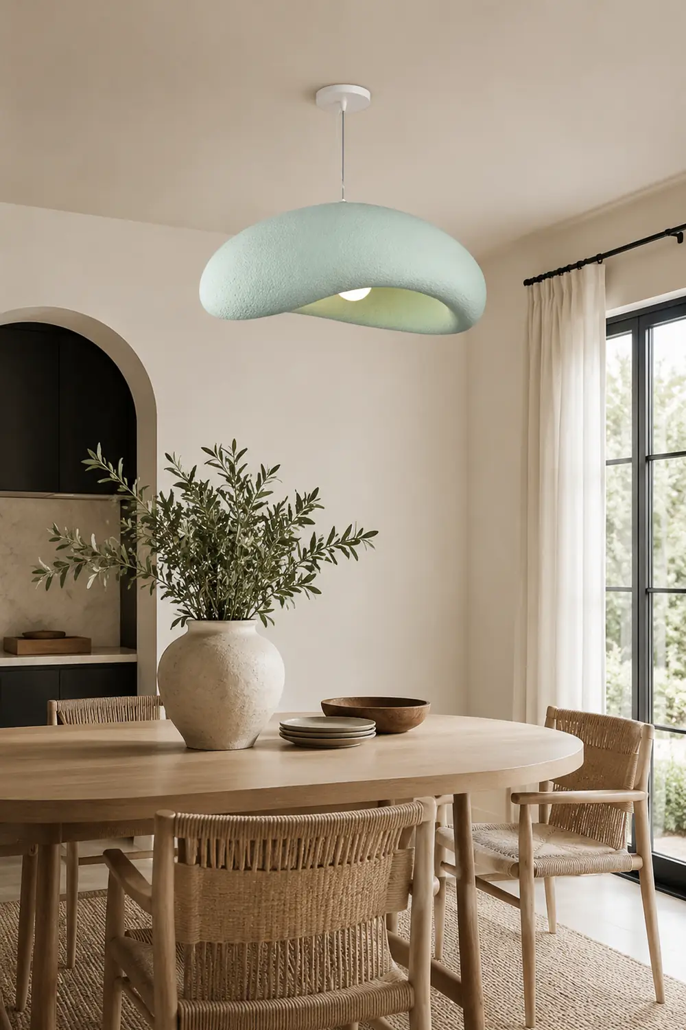 Byers Minimalist Cobblestone Shape Pendant Light, Blue/Gray - Lumpaz
