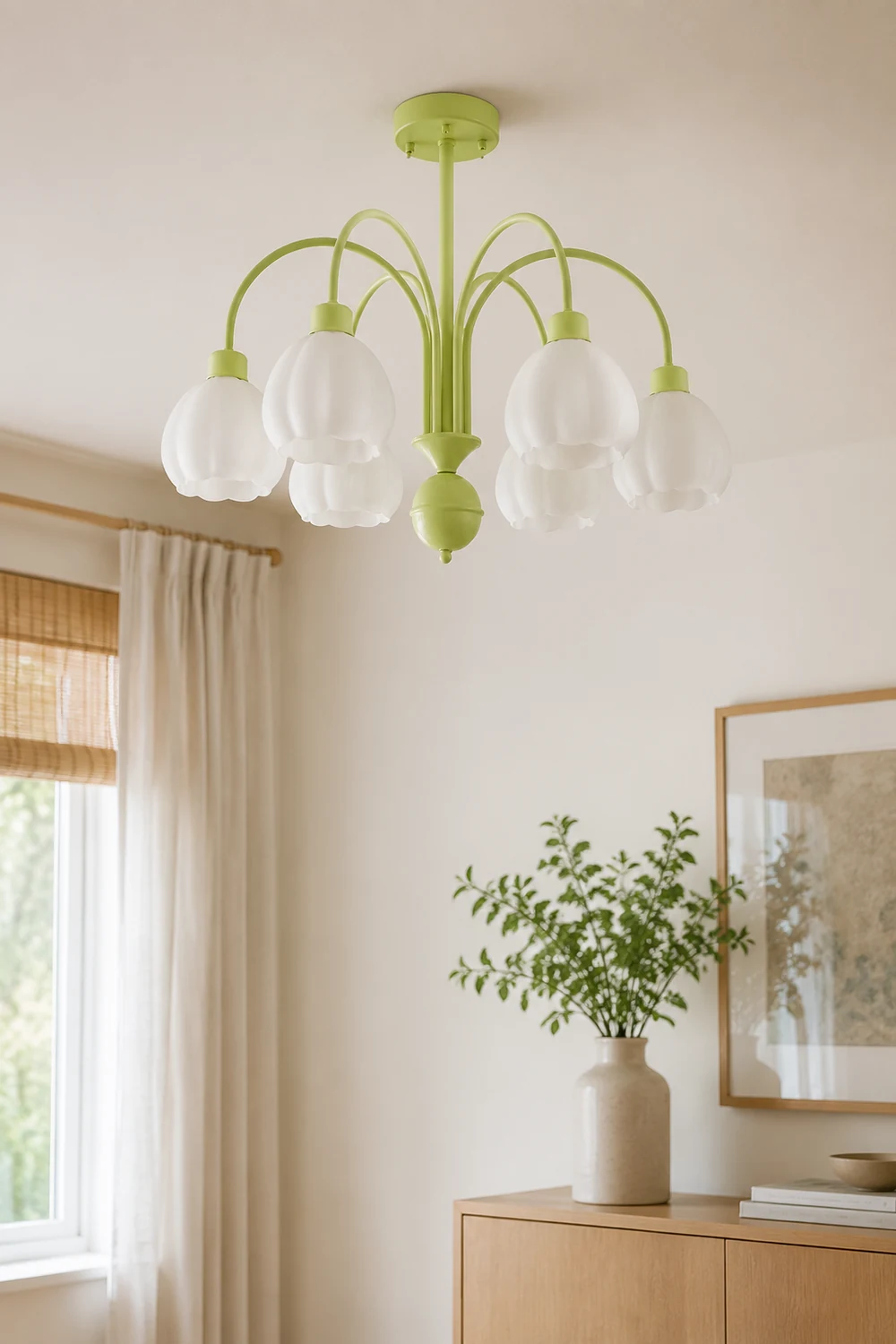 Lily Modern Pumpkin Metal Pendant Light,Green - Lumpaz