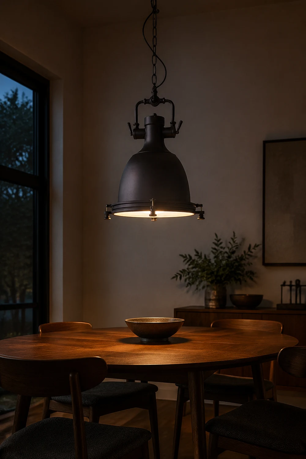 Alessio Rustic Retro Pot Black Metal Pendant Light, 2 Style - Lumpaz