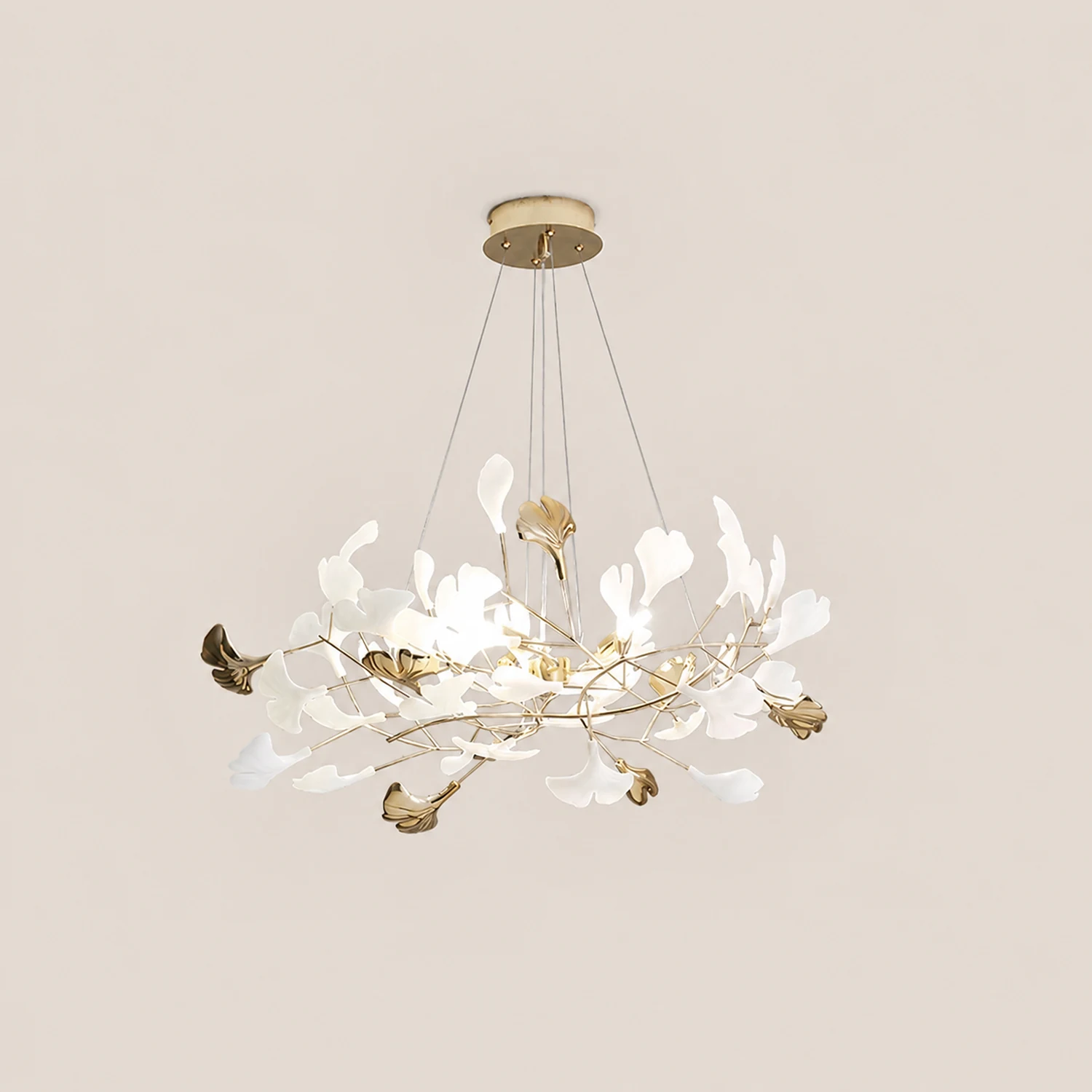 Ophelia Modern Petal Shaped Metal Ceramic Chandelier Dining Room - Lumpaz