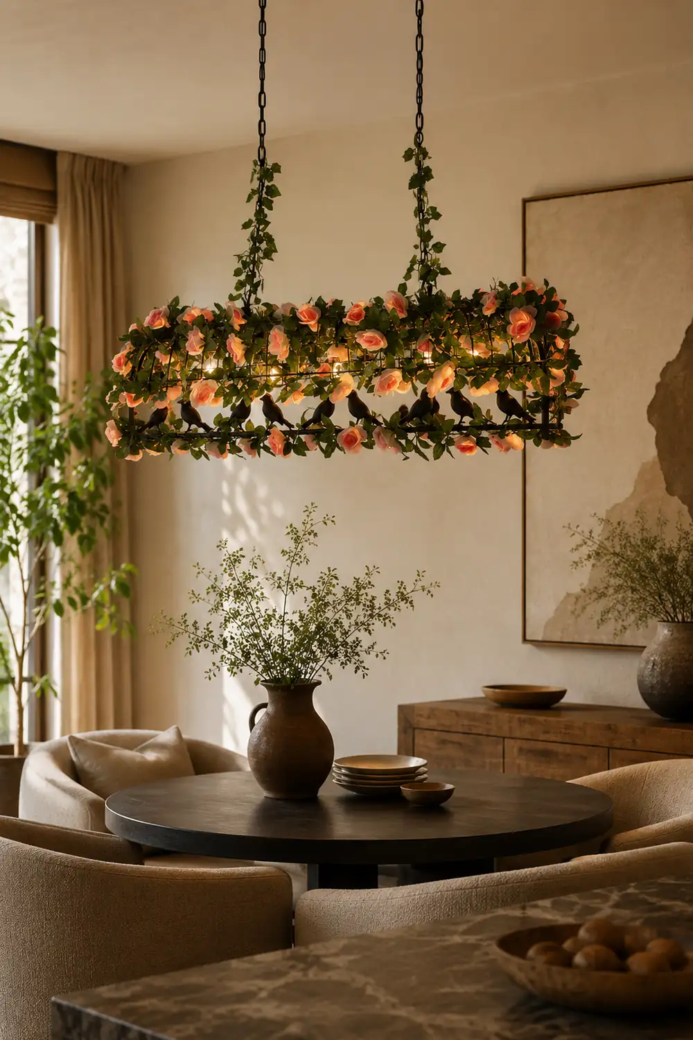 Alessio Vintage Rustic Flourishing Blossom Metal Pendant Light - Lumpaz