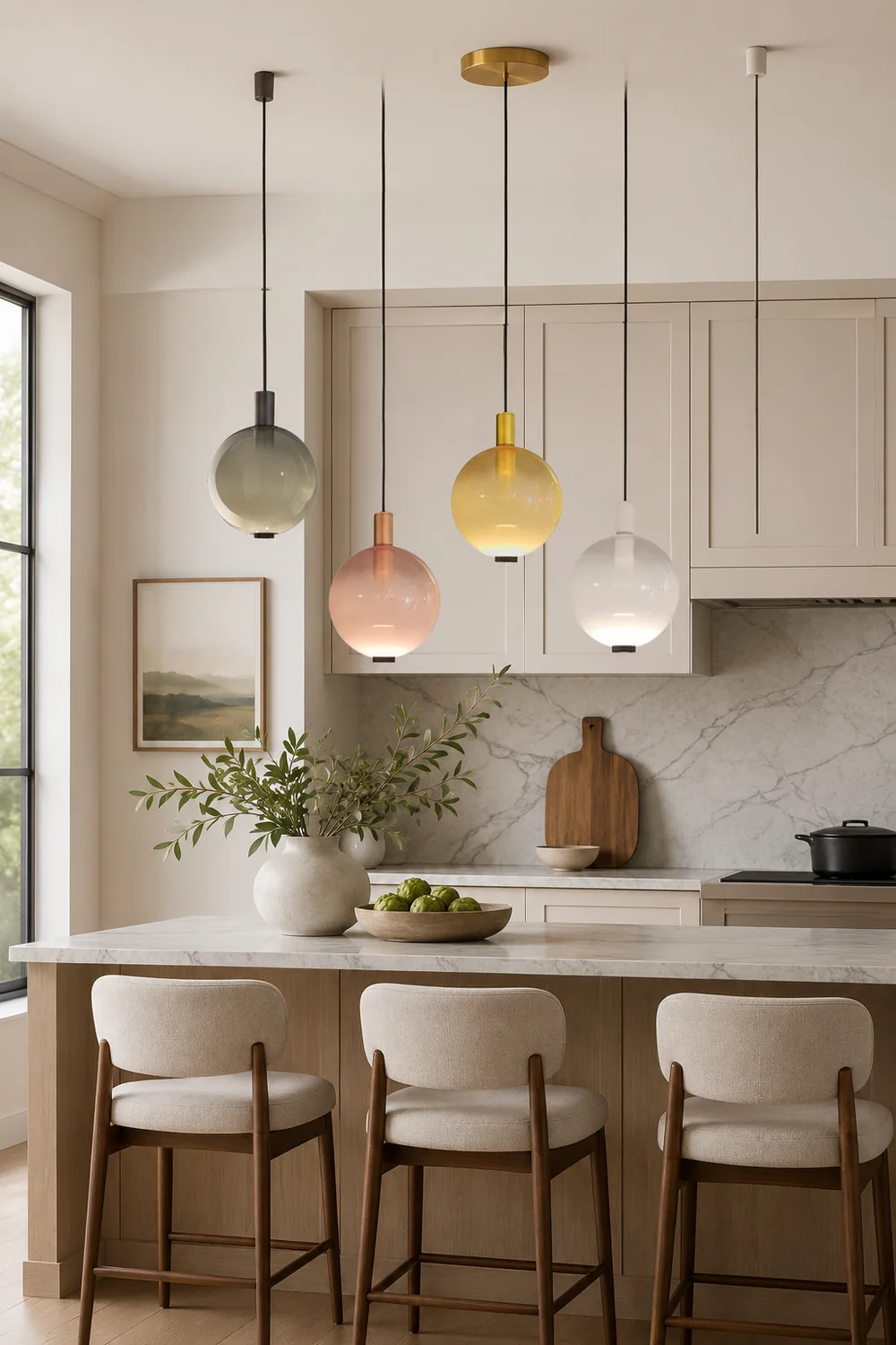Valentina Elegant Led Pendant Light,  Multicolor, Metal/Glass, Living Room - Lumpaz