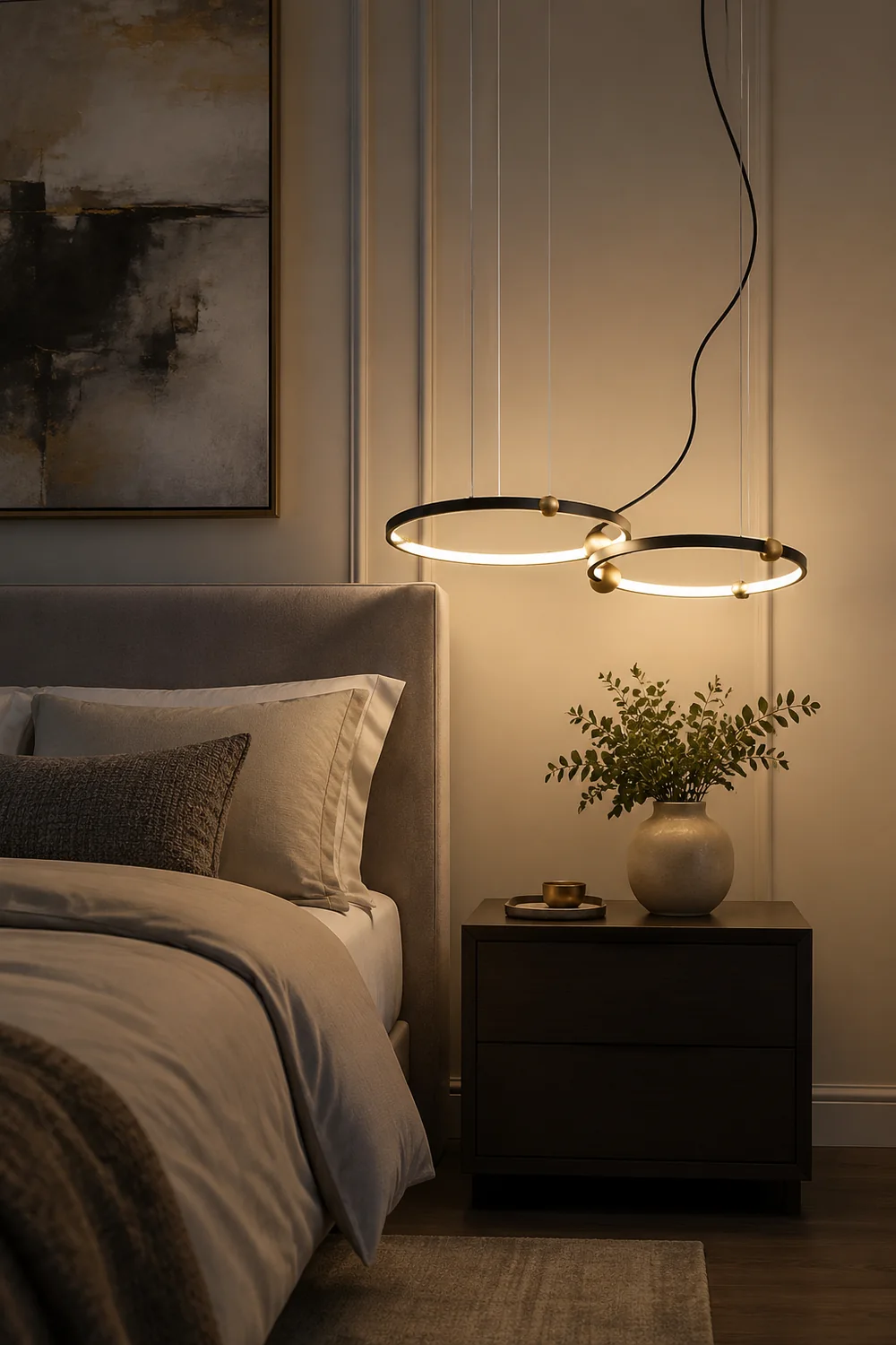 Arisha Minimalist Ring Metal Pendant Light, Black - Lumpaz