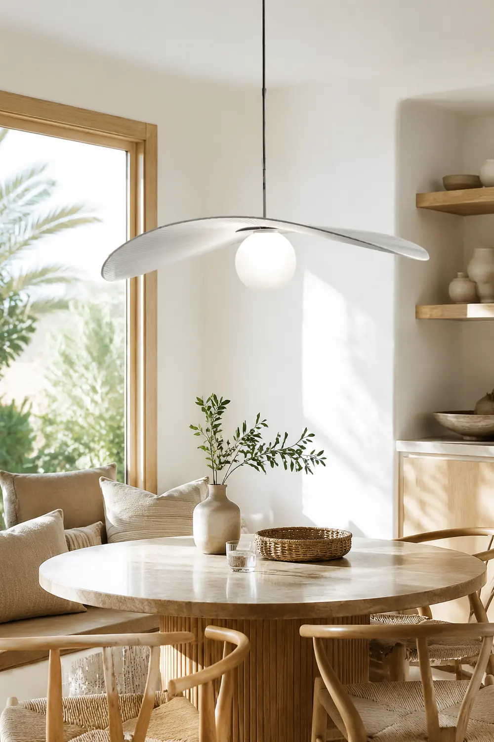 Modern LED Metal/Fabric Pendant Light Blue/White Living Room - Lumpaz