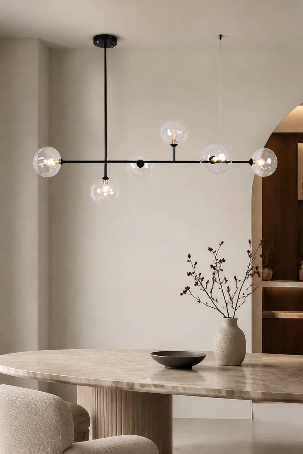 Valentina Modern Bubble Glass Pendant Light, Black - Lumpaz
