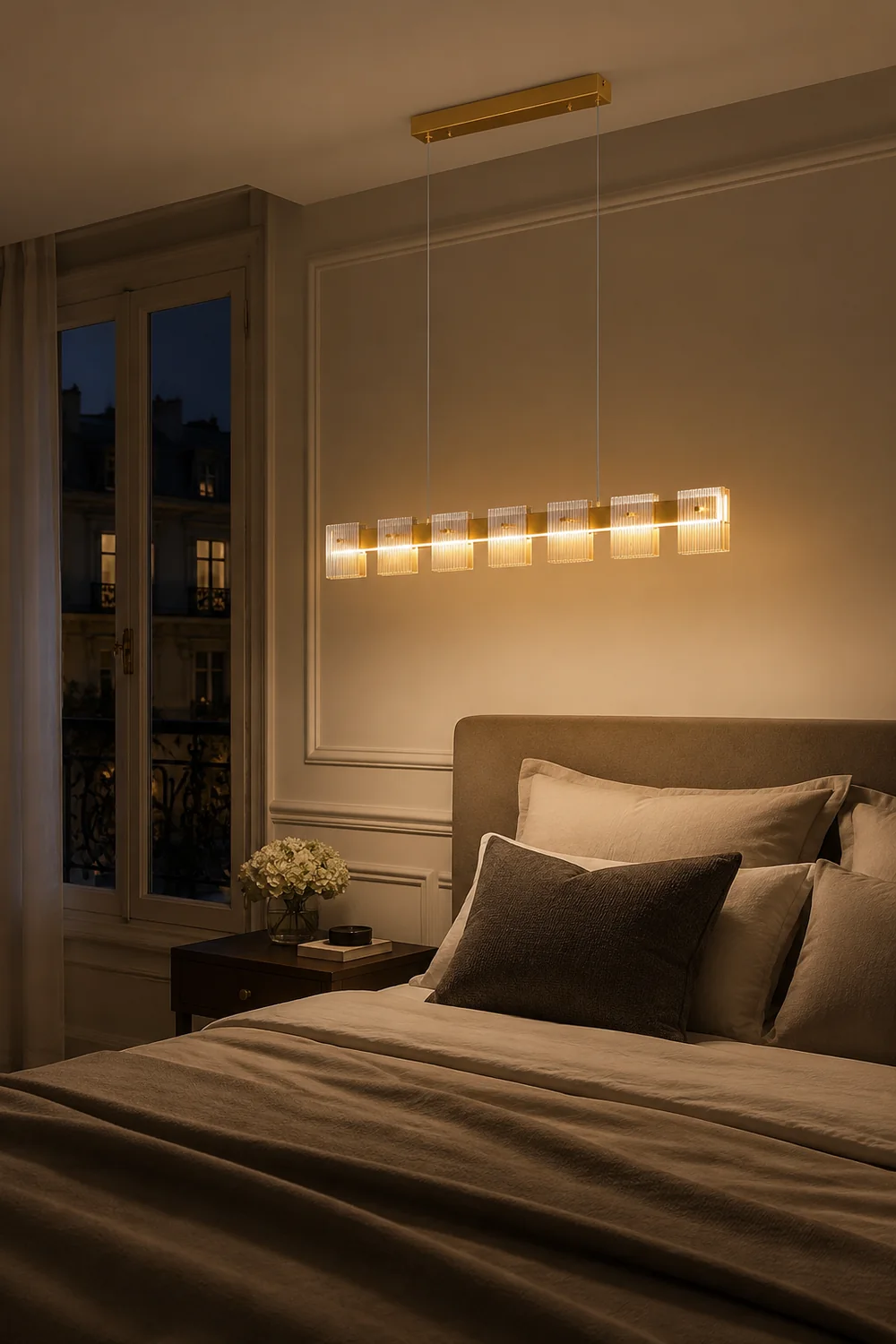 Evette Modern Minimalist Rectangular Metal And Glass Pendant Light,Gold - Lumpaz
