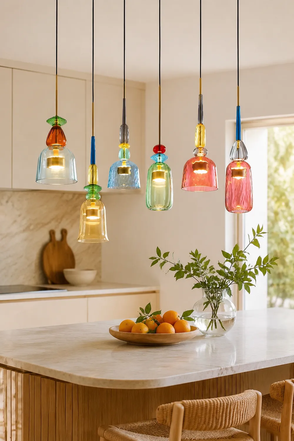 Hailie Modern Cup Glass Pendant Light, Colorful Bedroom, Living Room - Lumpaz