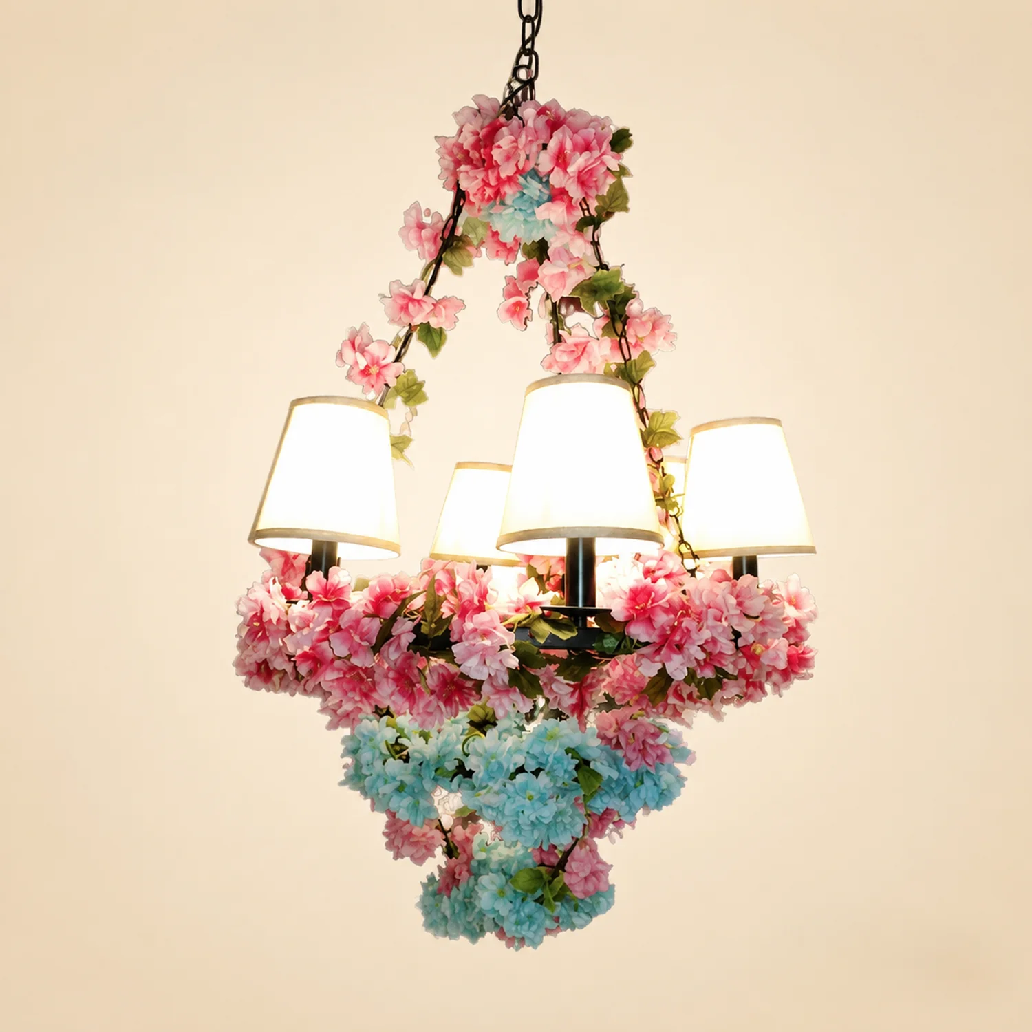 Nest Natural Decorative Flower Metal Pendant Light, Pink - Lumpaz