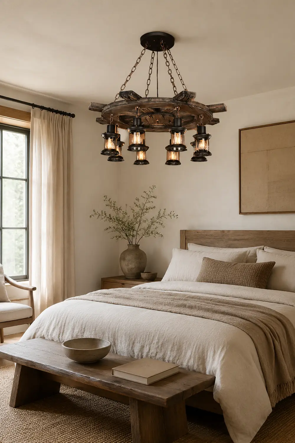 Austin Retro Rudder Metal & Wood Pendant Light, 8 Heads - Lumpaz