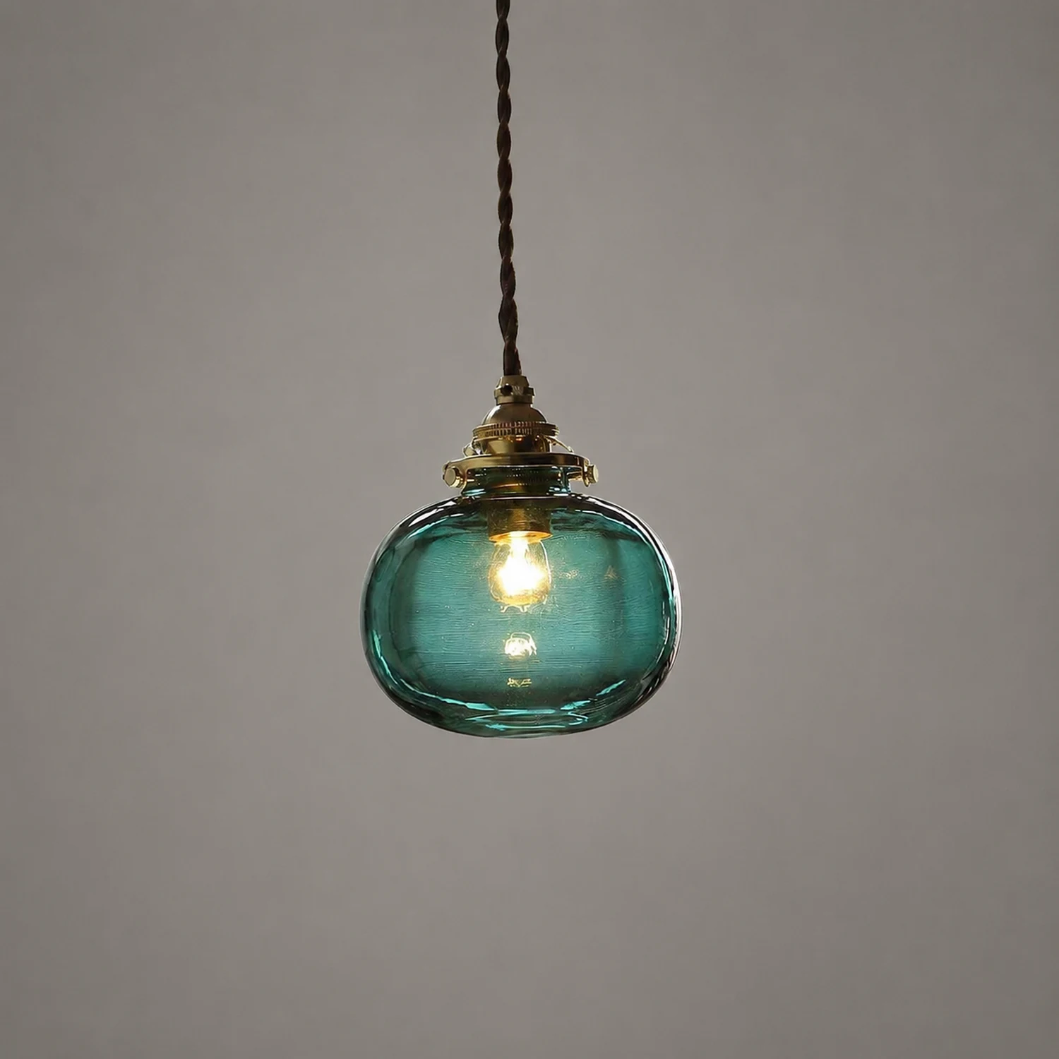 Hailie Retro Oval Glass/Metal Pendant Light, Green/Clear/Blackish Green - Lumpaz