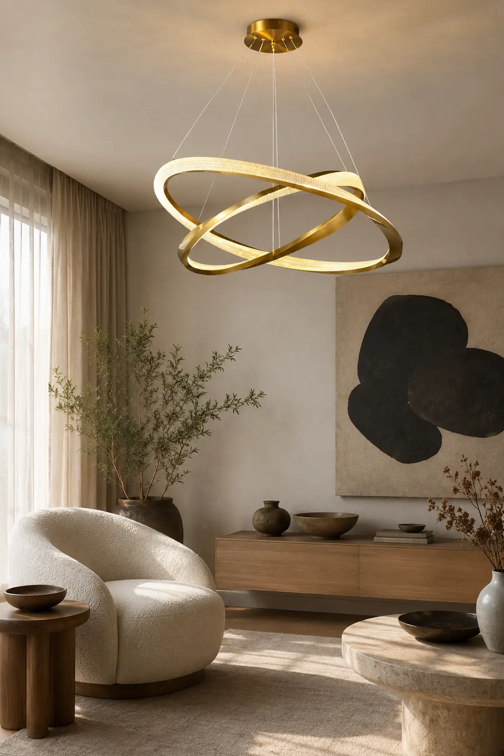 Arisha Minimalist  Ring Spiral Shape Metal Pendant Light,Gold - Lumpaz