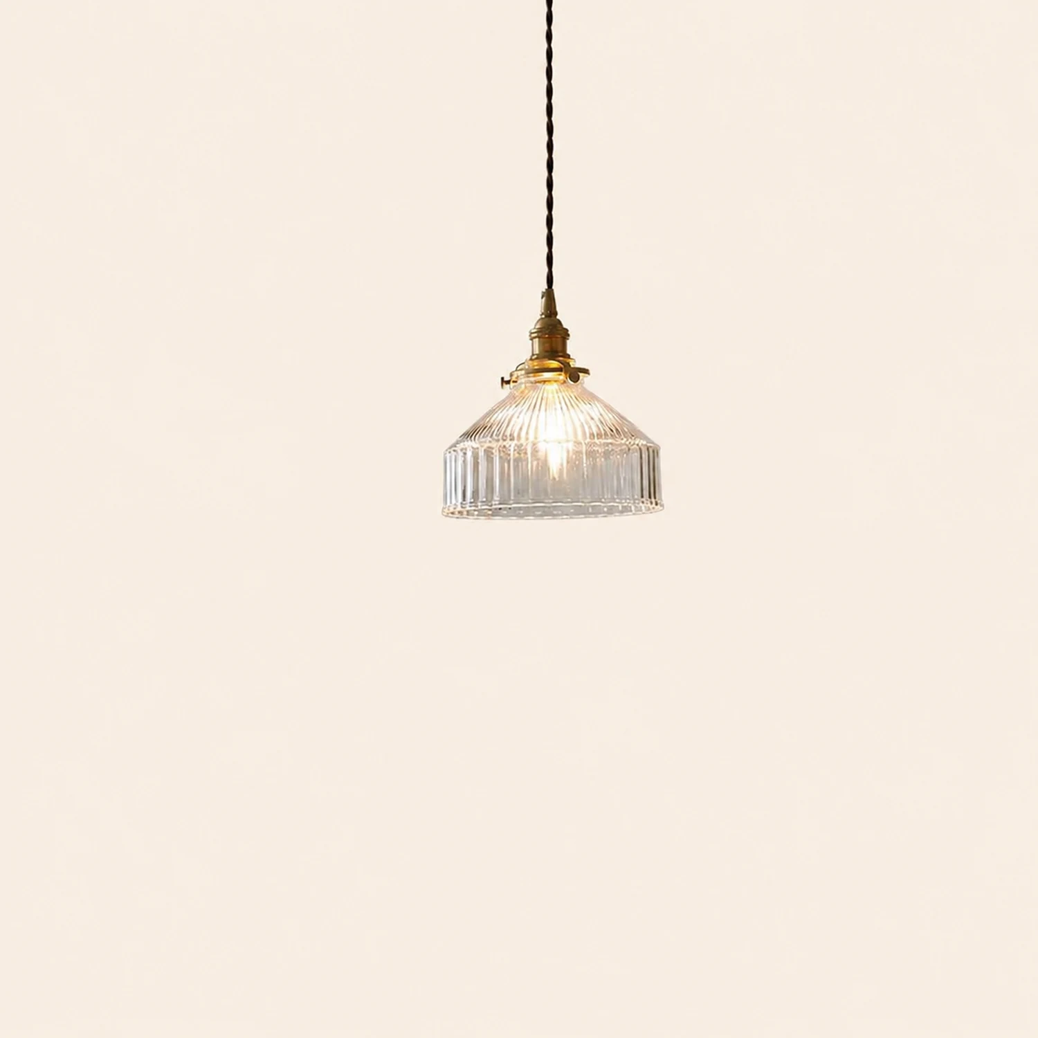 Cairns Pendant Light Dome Vintage, Glass, Brass/Black, Dining Room - Lumpaz