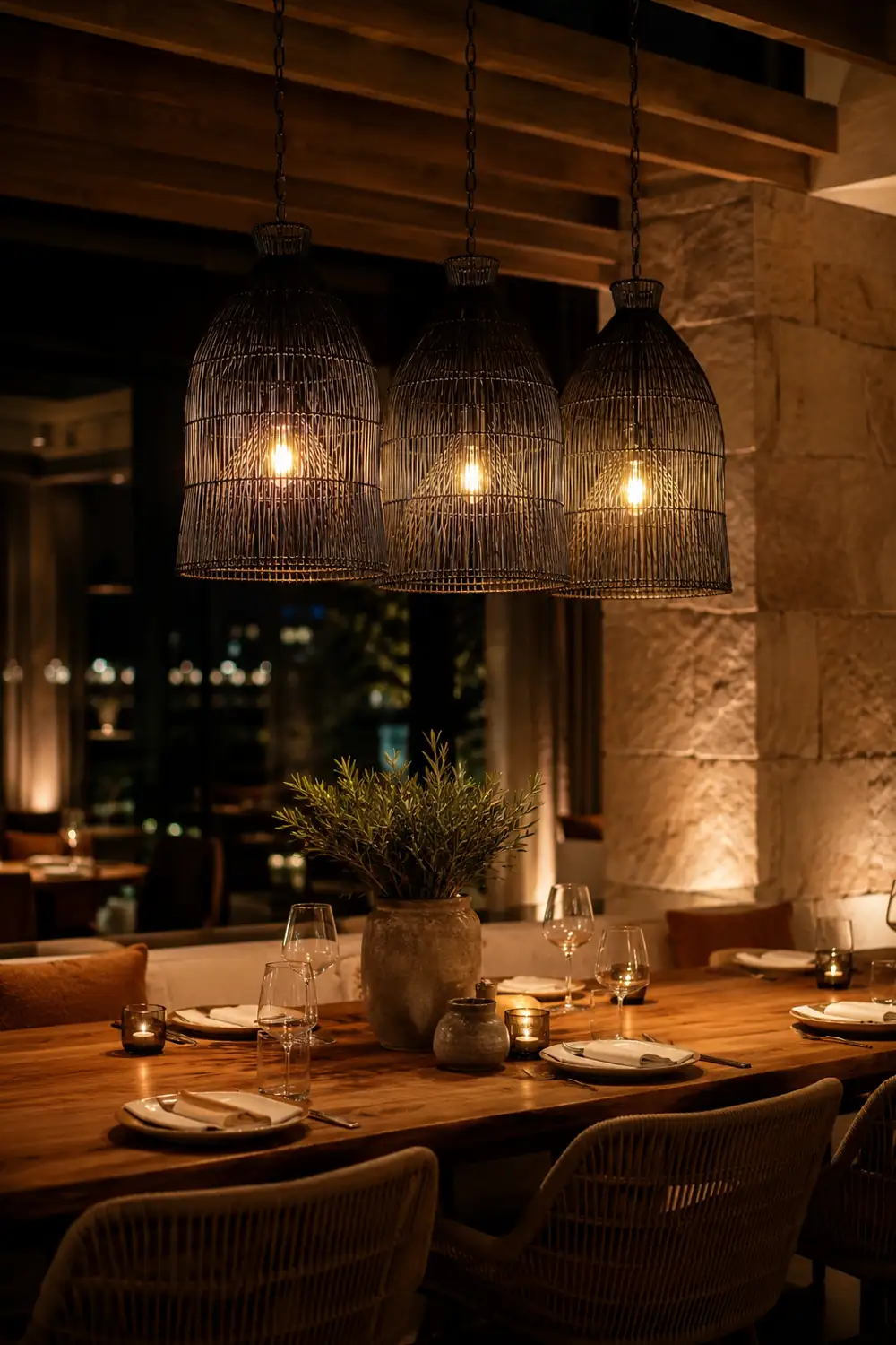 Muto Design Birdcage LED Pendant Light Black/White Metal/Rattan Bedroom/Living Room - Lumpaz