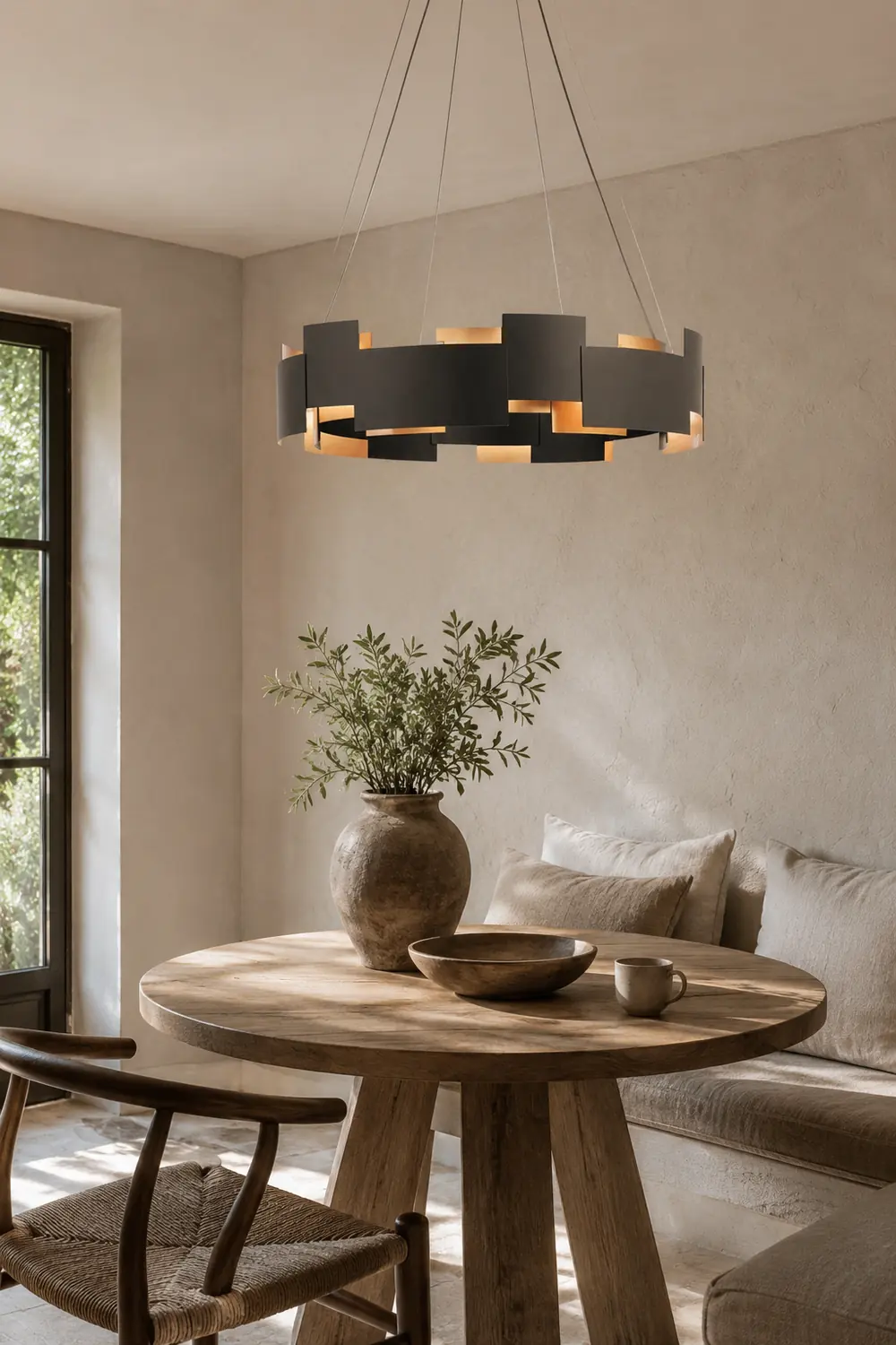 Evette Modern Ring Metal Pendant Lamp, Black - Lumpaz